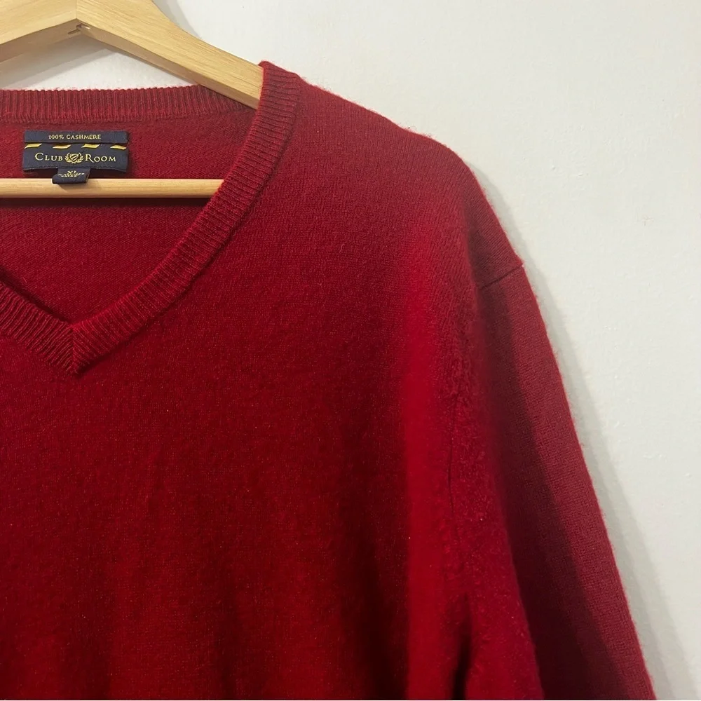 Club Room 100% Cashmere Long Sleeve Sweater Men’s XL Red Preppy Christmas